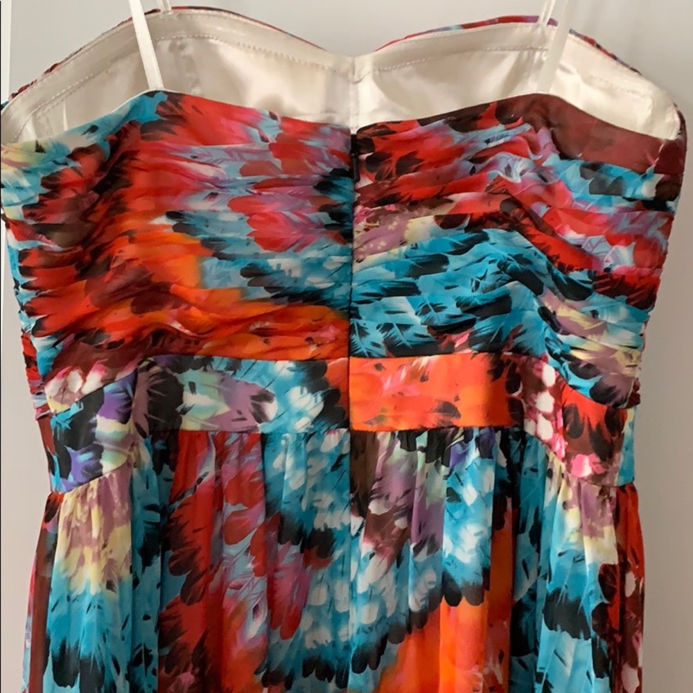 Aidan Mattox feather print highlow strapless dress - Picture 5 of 8